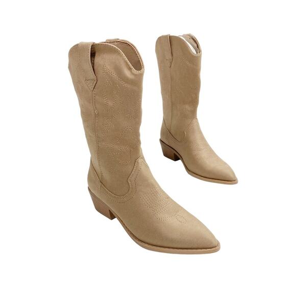 MADDEN GIRL Silverton Western Pull On Faux Leather Boots In Tan Fab - Picture 1 of 9